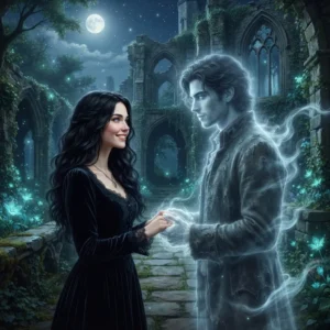 Woman holding hands ghost
